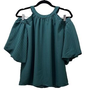 2/$30 Ann Taylor Puff Sleeve Blouse Size XS Green Cottagecore Boxy Office NWT